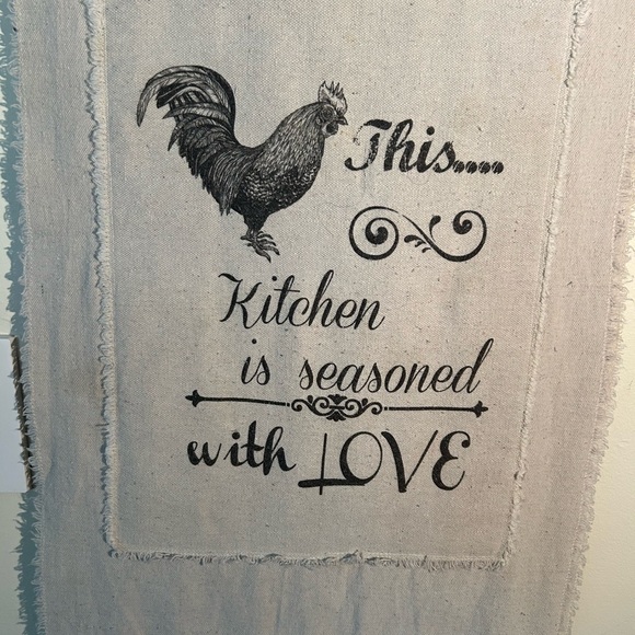 Rooster Table Runner. Country Chic Burlap 76”x14.5” Cream & Dark Gray. - Picture 3 of 14